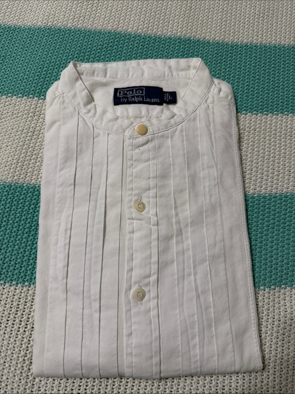 Polo by Ralph Lauren White Band Collar Button-Down Shirt